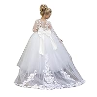 Gorgeous Lace Tulle Flower Girls Dress Wedding Princess Ball Gown Puffy Pageant Dress