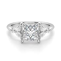 Princess Cut Moissanite Solitaire Ring, 3.0 CT, Sterling Silver, Bridal Engagement Rings