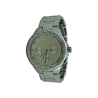 12296812 Women's Czech Rhinestone Faux Chronograph Roman Numeral-style Link Watch- SILVER