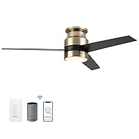 Carro 52 inch Low Profile Ceiling Fan with Light, Smart Ceiling Fan with Light Work with Alexa/Google Assistant/Siri Short Cut|Reversible Motor|Schedule| Needs Ground/Neutral/Live Wire, No Remote