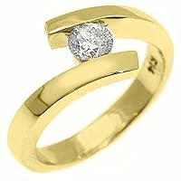 14k Yellow Gold .50 Carats Solitaire Brilliant Round Diamond Tension Ring