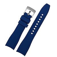for Rolex Longine Citizen BN0193 Curved Interface Silicone watchband Strap 19mm 20mm 22mm 21 Man Soft Bracelet Accessories (Color : 10mm Gold Clasp, Size : 22mm)