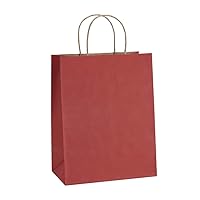 BagDream Gift Bags 8x4.25x10.5 100Pcs Paper Bags Shopping Bags Kraft Bags Retail Bags, Red Stripes Paper Bags with Handles Bulk, Recycled Paper Gift Bags