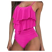 XJYIOEWT Swimming Suits for Teens with Shorts Waisted Bathin Ruffle Women Piece Swimwears Tankinis Set