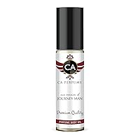 CA Perfume Impression of Journey Man For Men Replica Fragrance Body Oil Dupes Alcohol-Free Essential Aromatherapy Sample Travel Size Concentrated Long Lasting Attar Roll-On 0.3 Fl Oz/10ml