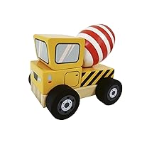 Trefl - Concrete Mixer, Wooden Toys - Car Concrete Trucker, Wooden Toy Movable Blocks and Casters, Eco Friendly Natural Wood Toy for Years
