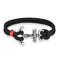CALOZITO Sailing Bracelet For Men Women Stainless Steel With Double Strand Nautical Rope Sailor Bracelet 8P98J (SCM1768-23cm)