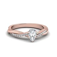 3/4 Carat GIA Certified Twisted Vine Engagement Natural Diamond Ring For Women 1/2 Ctw Center Diamond 14K Solid Gold SI1-SI2 Clarity & F-H Color
