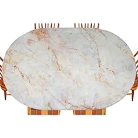 Marble Oval Fitted Tablecloth, Marble Texture, for Kitchen Dining, Party, Holiday, Christmas, Buffet, Fits 48