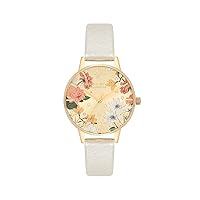 Olivia Burton Analogue Quartz Watch for Women with Silver Leather Strap - OB16BF35, Yellow Gold, Strap