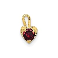 14K Yellow Gold July Simulated Birthstone Heart Charm