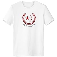 Made in China Stars Wheat Rice Red T-Shirt Workwear Pocket Short Sleeve Sport Clothing