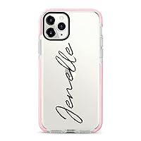 Customised Pink Border Clear iPhone Impact Case (iPhone 12 Pro)