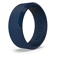 Enso Rings Bevel Classic Silicone Wedding Ring – Hypoallergenic Unisex Wedding Band – Comfortable Band for Active Lifestyle – 8mm Wide, 2.16mm Thick