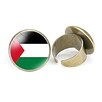 Adjustable Palestine Flag Ring,Creativity Art Round Open Thumb Finger Ring For Teen Girls Unisex Jewelry Gift,Atriotic Enamel Ring Decoration Gift For Ball Party Banquet