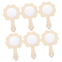 ERINGOGO 6pcs Wooden Mirror Wooden Handle Mirror Unfinished Wooden Playset DIY Painting Mirrors Arts and Crafts Toys for Mini Makeup Mirror Wood Toys Kid Toy Bracelet Child Manual