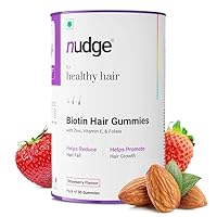 Biotin Hair Gummies for Hair Growth with Zinc, Vitamin E & Folate | 30 Gummies | Get Thicker, Stronger & Shinier Hair | Gluten Free, Dairy Free, Non-GMO, No Preservatives | Strawberry Flavored