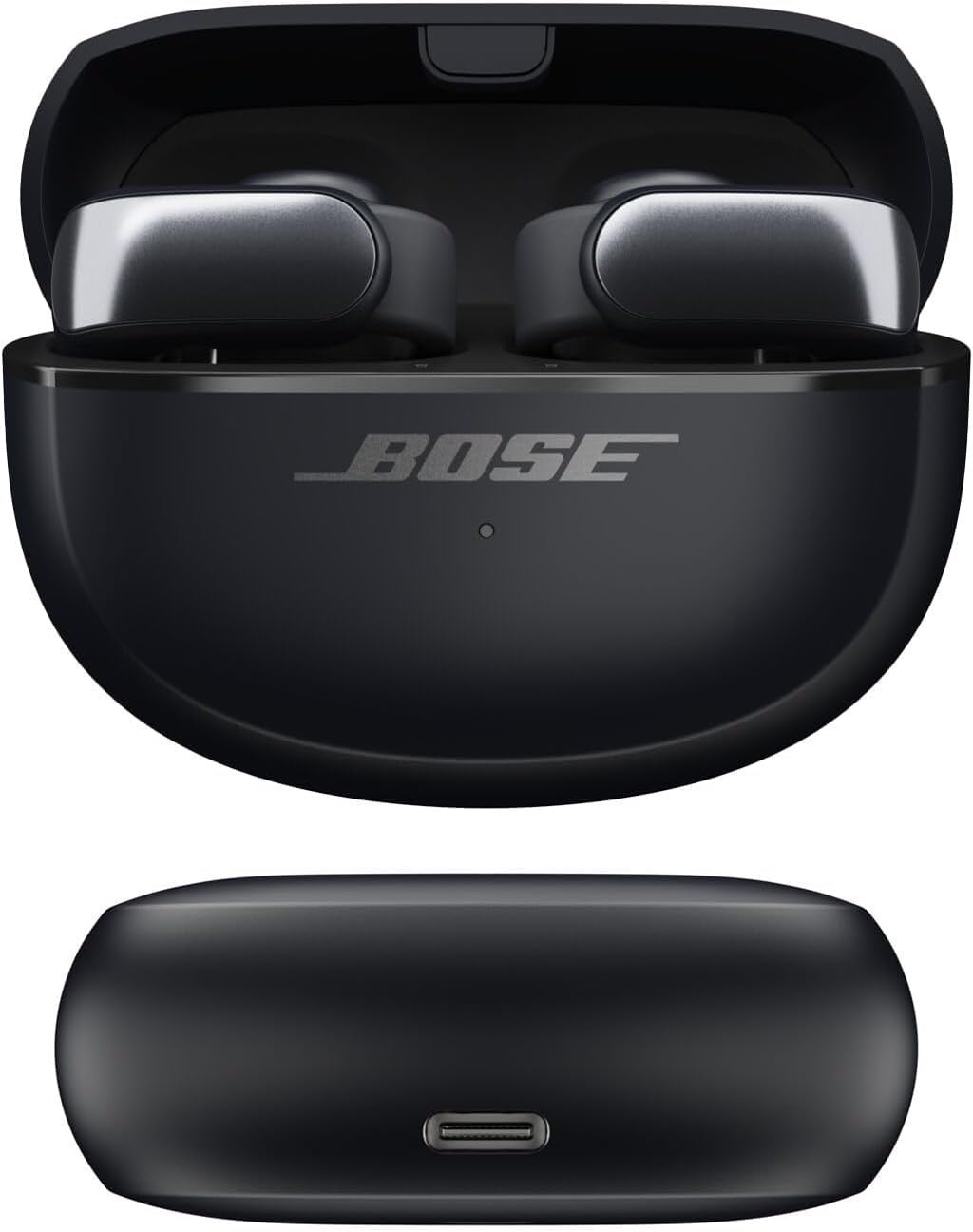 Bose New Ultra Open Earbuds with OpenAudio Technology, Open Ear Wireless Earbuds, Up to 48 Hours of Battery Life, White Smoke with Green Extreme Portable Wireless Charger (Black)