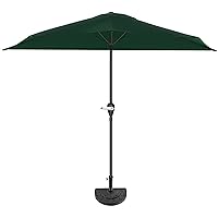 Pure Garden Half Umbrella Outdoor Patio Shade - 9 ft Patio Umbrella with Easy Crank - Small Canopy for Balcony, Table, or Deck
