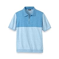 Paul Fredrick Men's Cotton Blend Quarter Zip Polo, Size XL Tall Blue