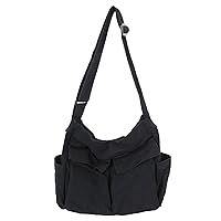 KlaOYer Canvas Messenger Bag Large Hobo Bag Crossbody Shoulder Bag Tote Bag with Pocket for Women and Men