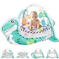 Baby Play Gym Mat and Sphere Pool, Tummy Time Mat and Play Gym Mat with 4 Removable Toys and 30 Colourful Ocean Spheres for Newborns to Develop Sensory and Motor Skills.
