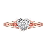 Clara Pucci 1.6 ct Heart Cut Solitaire split shank Moissanite Classic Anniversary Promise Engagement ring Solid 18K Rose Gold for Women