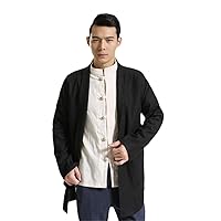 Spring Chinese Style solid Linen Wind Breaker Raincoat Jacket Coat Trench Men Overcoat 3Colors