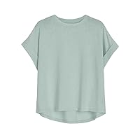 Women's Short Sleeve T Shirt Crew Neck Cotton Linen Tees Tops Essentials