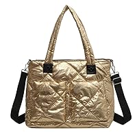 Large Puffy Tote Bag for Women, Lightweight Quilted Puffer Padded Shoulder Bag, Down Handbag Crossbody Bag