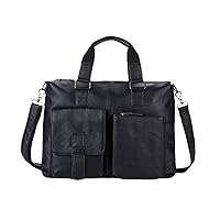 Men Genuine Leather Briefcase Bag Satchel Messenger Bags Leather Laptop Bag Document Totes Computer Bags