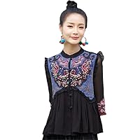 Summer nationality Style Women's And Linen Embroidered Vest Suit Casual Sleeveless Short Waistoat Top