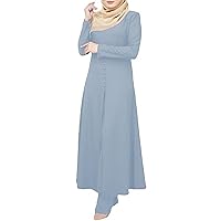 Fitted Dress Shirt for Women Women's Muslim Long Sleeve Dress Vintage Pullover Abaya Prayer Clothes