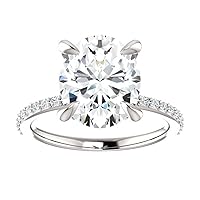 4.20 CT Oval Moissanite Engagement Ring Wedding Bridal Ring Set Solitaire Accent Halo Style 10K 14K 18K Solid Gold Sterling Silver Anniversary Promise Ring Gift for Her