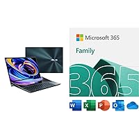 ASUS ZenBook Pro Duo 15 OLED UX582 Laptop, 15.6” OLED 4K Touch Display, i7-12700H, 16GB, 1TB, Windows 11 Home, Celestial Blue, with Microsoft 365 Family | 15-Month Subscription | PC/Mac Download