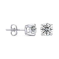 1/2 to 4 Carat Lab Grown Diamond Round Stud Earrings in 14K Gold (H-I, VS2), 4-Prong Basket Screw Back by SuperJeweler