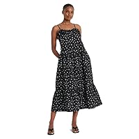 Who What Wear Women's Sleeveless Ruffle Dress - (Black Floral, Large)