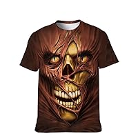 Mens Novelty-Graphic T-Shirt Cool-Tees Funny-Vintage Short-Sleeve Jiuce Hip-Hop: Crazy Skull Teen Super Stylish Stylish Gift