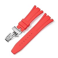 For AP Royal Oak Offshore 15400/15202/15703 rubber silicone watch strap men watch strap accessories 27mm 28mm (Color : 10mm Gold Clasp, Size : 28mm)
