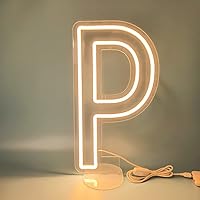 Deco Letter P Neon Sign 10x18 inches Dimmable Letters Sign USB Powered Night Light Sweet Alphabet Lamp for Wedding Birthday Home Bar Festival Decoration (Letter P)