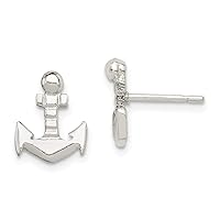 925 Sterling Silver Solid Polished Nautical Ship Mariner Anchor Mini for boys or girls Earrings Measures 12x10mm Wide