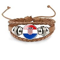 Rockdia Flag Woven Bracelets - Country Flag Time Gem Leather Bracelet Multilayer Braided Bracelet,Novelty Colorful Handmade Jewelry For Men Women Couple Gift