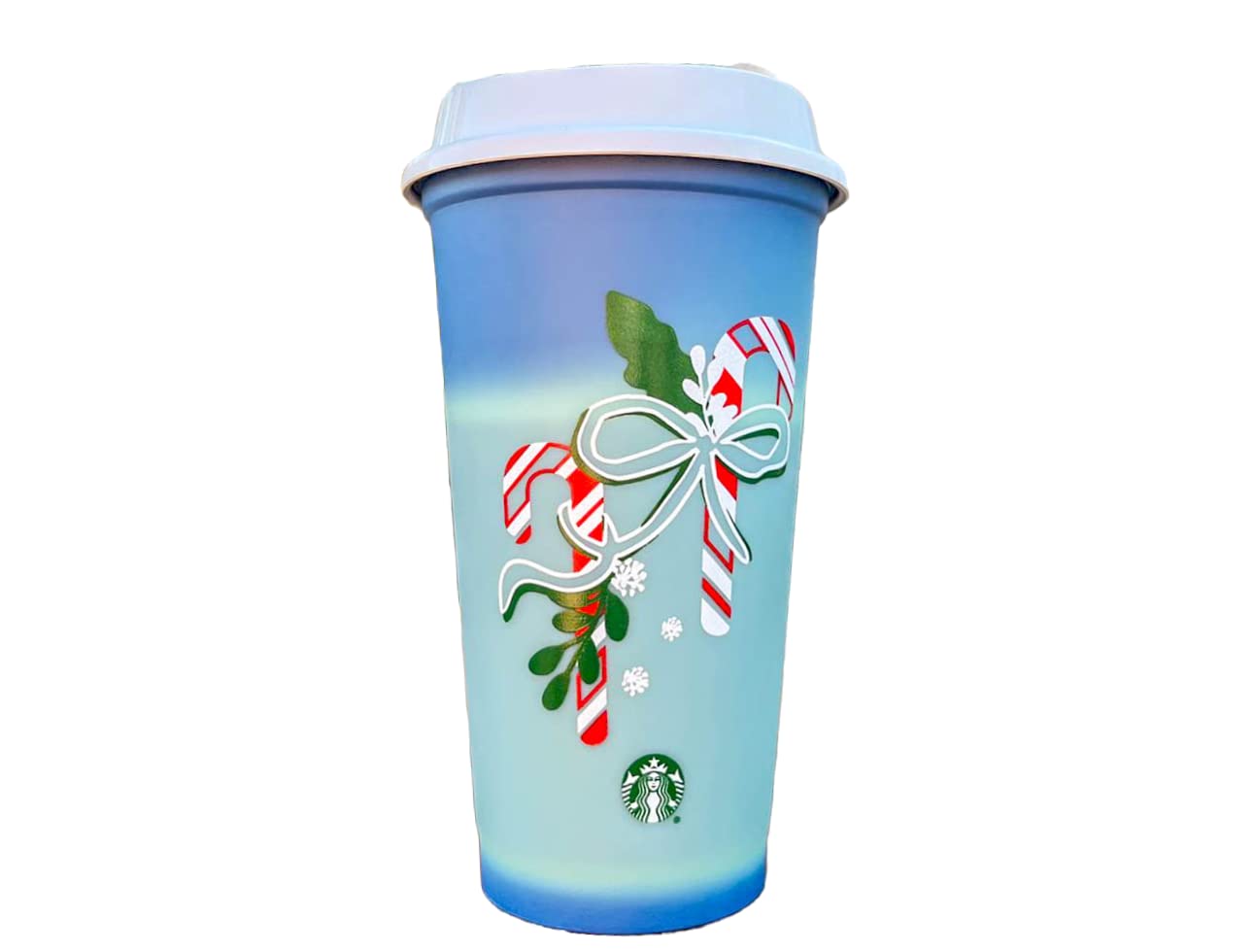 Starbucks Limited Edition Color Changing Candy Cane Reusable Plastic Hot Cups (3)16 oz