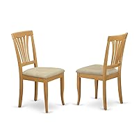 East West Furniture AVC-OAK-C Avon Kitchen Dining Chairs - Linen Fabric Upholstered Solid Wood Chairs, Set of 2, Oak