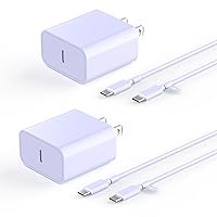 iPhone 15 Fast Charger, 2 Pack 20W PD USB C Wall Charger Fast Charging Block with 10FT Type C to C Fast Charging Data Sync Cable for iPhone 15/15 Plus/15 Pro/15 Pro Max, iPad Pro/Air/Mini, Purple
