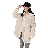 Casual Single-Breasted White Shirts for Women Long Sleeve Female Blouses Office Ladies