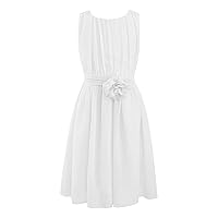 YiZYiF Kids Girls Chiffon Asymmetric Ruffled Dress Flower Girl Wedding Birthday Recital Gown White 3-4 Years