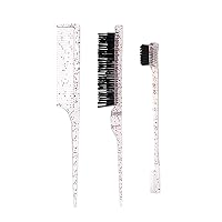 3Pcs Achieve Hairstyles With Flakes Hair Teasing Comb Three Row Bristle Hair Brush Teasing Comb Grooming Combs Hair Grooming Kit