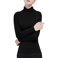Women's Night Out Tops Base Pullover Long Sleeve Turtleneck Tops Soft Stretchy Slim Fitted Layer Shirts Top, S-3XL