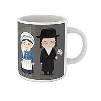 Coffee Mug Jews in National Dress Flag Man and Woman Traditional 11 Oz Ceramic Tea Cup Mugs Best Gift Or Souvenir For Family Friends Coworkers